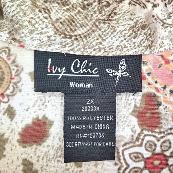 Ivy Chic Twist-Front Silky Blouse in Golden Neutral Tones - Picture 4 of 8